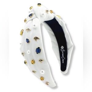 Brianna Cannon Adult White PCA Logo Headband With Pearls And Crystals